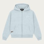 NOFS Baby Blue Zip Hoodie mit tonaler Stickerei