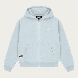 NOFS Baby Blue Zip Hoodie mit tonaler Stickerei