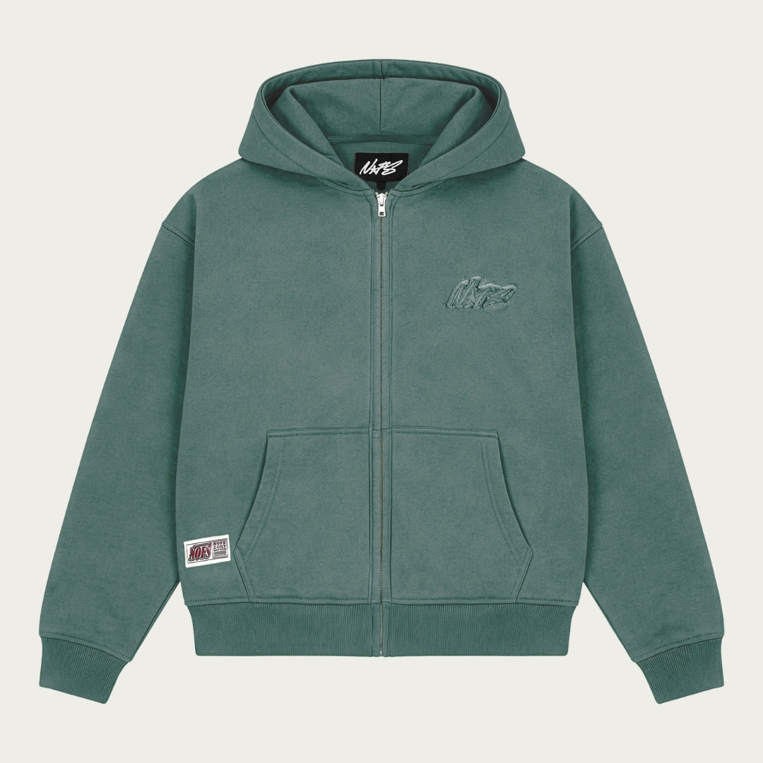 NOFS Green Zip Hoodie in dunkelgrünem Ton mit Reißverschluss NOFS Green Zip Hoodie in dunkelgrünem Ton mit Reißverschluss
