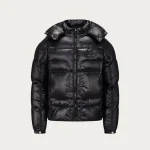 NOFS Black Puffer Jacket mit Kapuze und Chest Patch