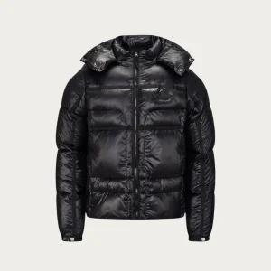 NOFS Black Puffer Jacket mit Kapuze und Chest Patch
