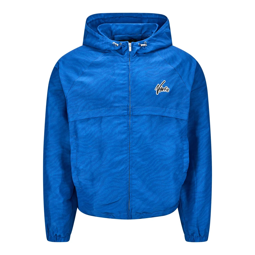 NOFS Royal Blue Windbreaker mit Wave Pattern Print