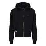 NOFS Black Zipper Hoodie mit tonaler Stickerei