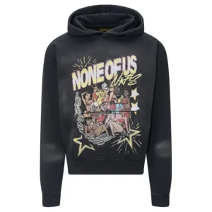 NOFS Black Vintage Hoodie mit Graphic Print