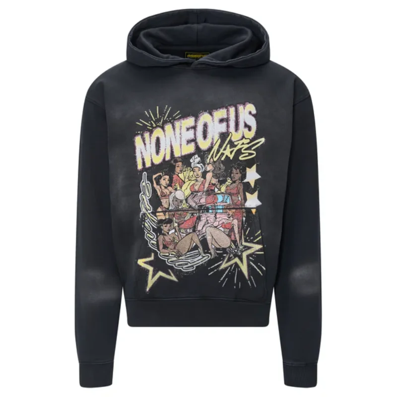NOFS Black Vintage Hoodie mit Graphic Print