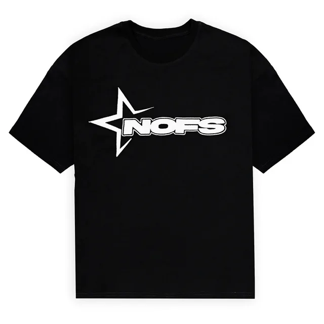 NOFS Black T-Shirt mit weißem Star Logo Print NOFS Black T-Shirt mit weißem Star Logo Print