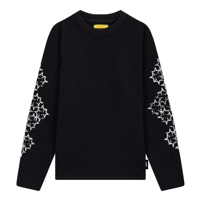 NOFS Black Long Sleeve Shirt mit Star Sleeve Grafiken NOFS Black Long Sleeve Shirt mit Star Sleeve Grafiken