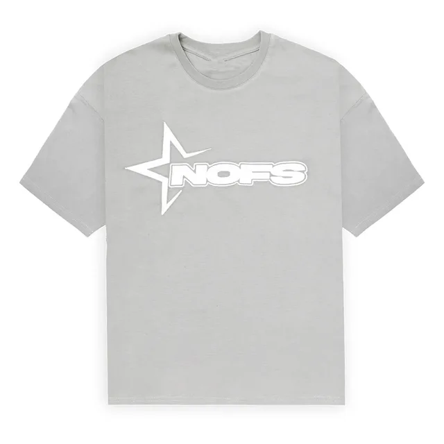 NOFS Grey T-Shirt mit großem Star Logo Print NOFS Grey T-Shirt mit großem Star Logo Print