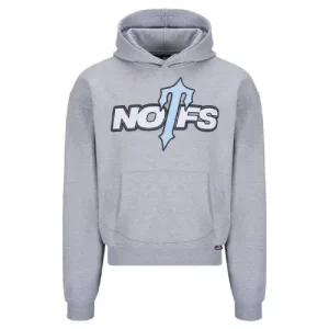 NOFS X Trapstar Grey Hoodie mit Sky Blue Logo