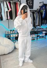 NOFS Weißer Zip-Hoodie Jogginghose Set