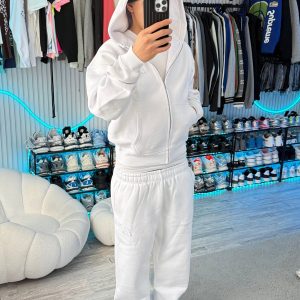 NOFS Weißer Zip-Hoodie Jogginghose Set
