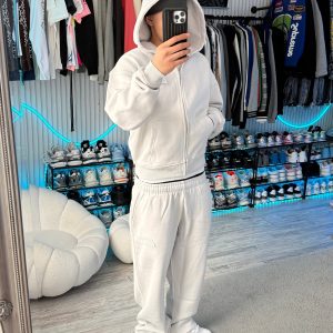 NOFS Grauer Zip-Hoodie Patch Logo