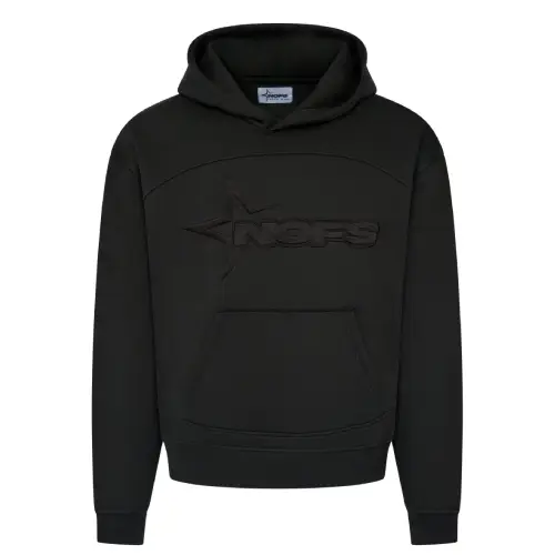 NOFS Tonal Black Hoodie mit embossed Star Logo NOFS Tonal Black Hoodie mit embossed Star Logo