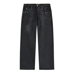 NOFS Black Waxed Jeans mit Coating und Rivets
