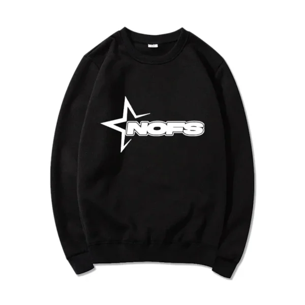 NOFS Black Sweatshirt mit weißem Star Print Logo NOFS Black Sweatshirt mit weißem Star Print Logo