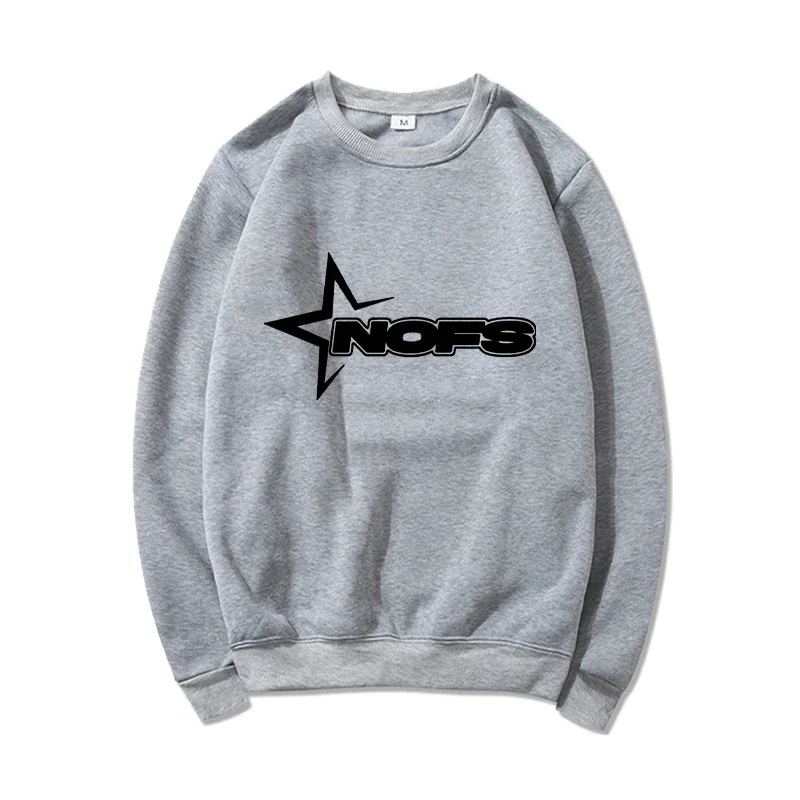 NOFS Grey Sweatshirt mit schwarzem Star Print Logo NOFS Grey Sweatshirt mit schwarzem Star Print Logo