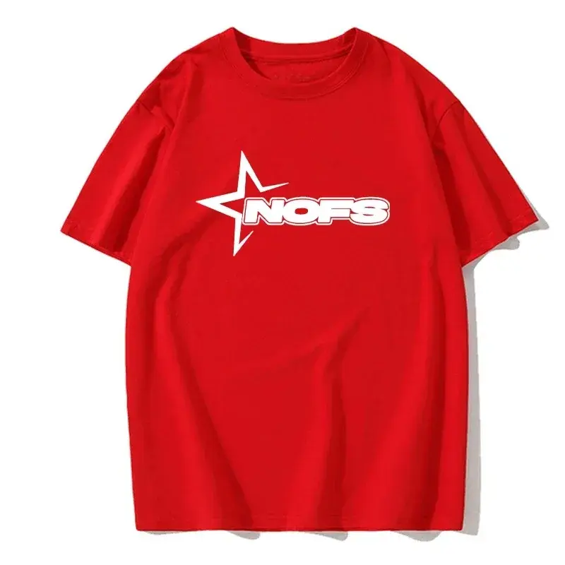 NOFS Red T-Shirt mit weißem Star Logo Print NOFS Red T-Shirt mit weißem Star Logo Print