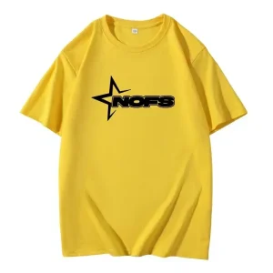 NOFS Yellow Star T-Shirt mit schwarzem Logo Print