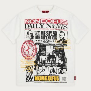 NOFS Off White Newspaper T-Shirt mit Daily News Print
