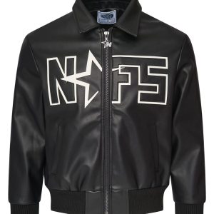 NOFS Leather Jacket mit weißem Star Logo