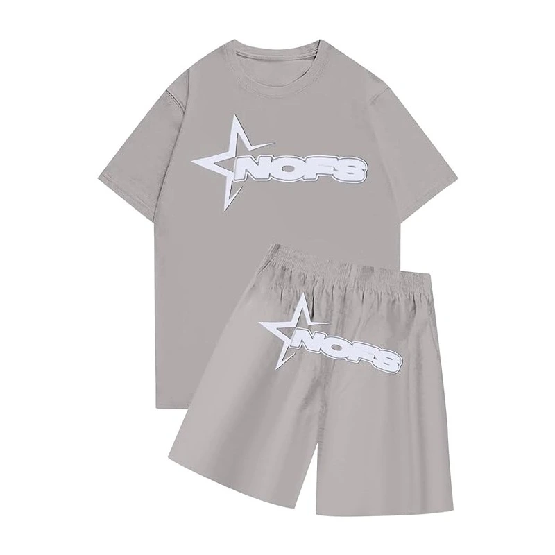 NOFS Grey Shorts Set mit weißem Star Logo Print NOFS Grey Shorts Set mit weißem Star Logo Print