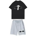 NOFS Black Grey Shorts Set mit Trapstar Logo Print