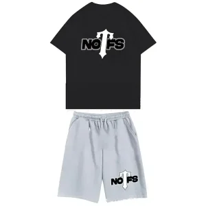 NOFS Black Grey Shorts Set mit Trapstar Logo Print