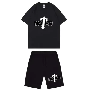 NOFS Black Shorts Set mit weißem Trapstar Logo Print