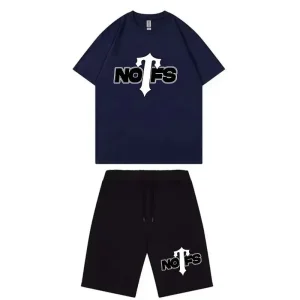 NOFS Navy Shorts Set mit weißem Trapstar Logo Print
