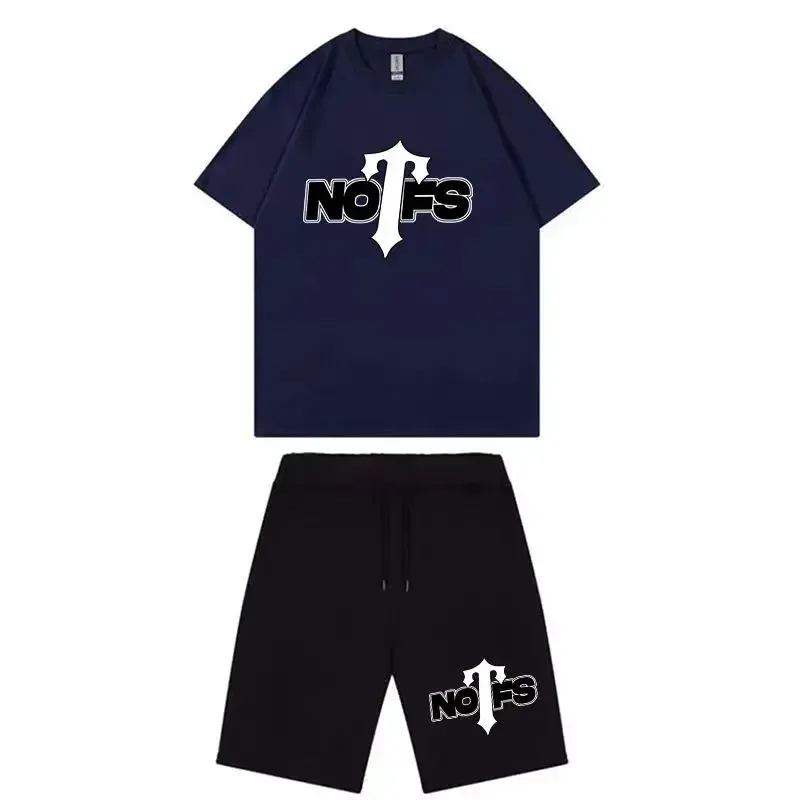 NOFS Navy Shorts Set mit weißem Trapstar Logo Print NOFS Navy Shorts Set mit weißem Trapstar Logo Print