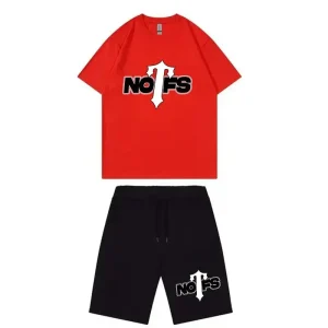 NOFS Red Shorts Set mit Trapstar Logo Print