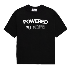 NOFS Black Slogan T-Shirt mit Powered by NOFS Print