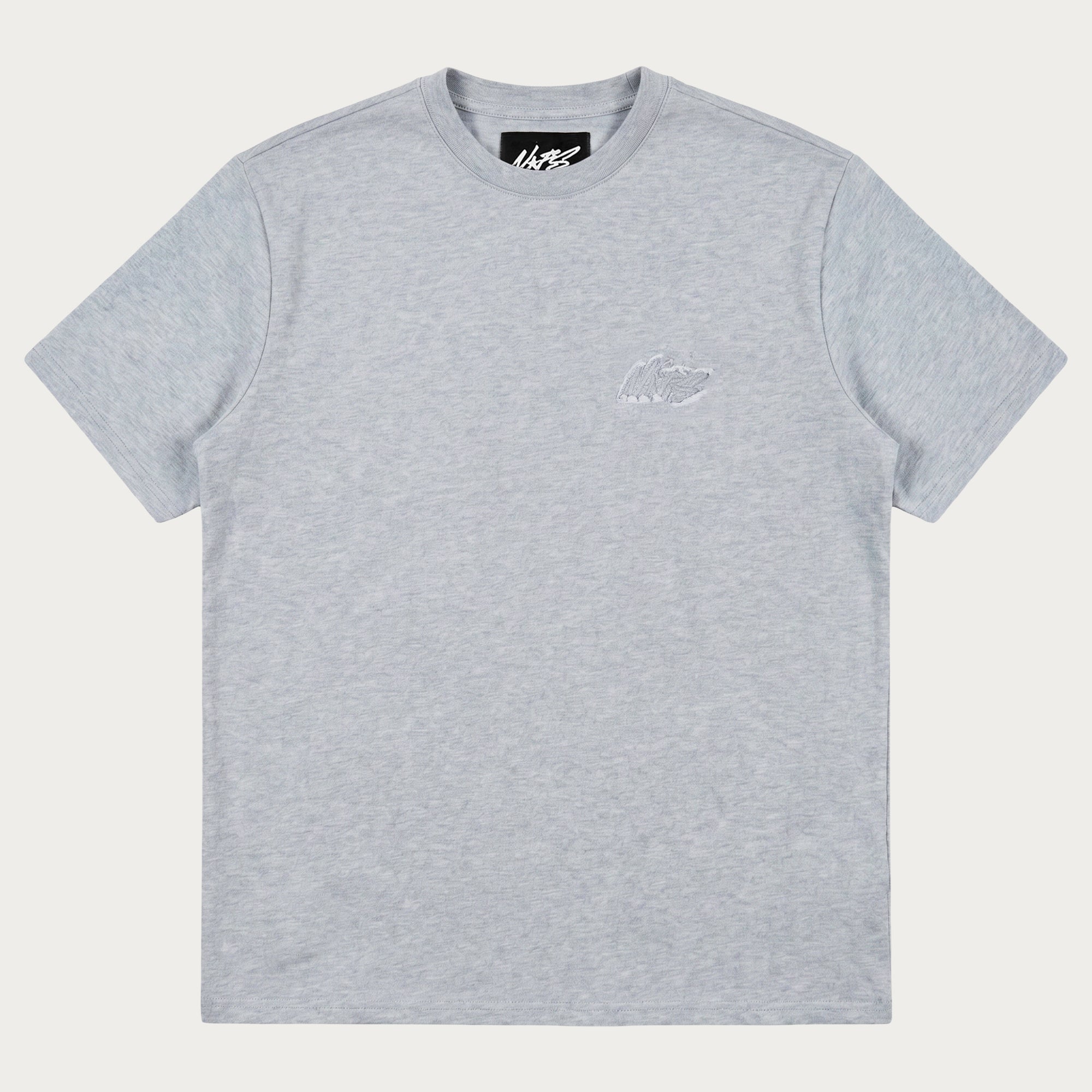 NOFS Grey Basic Tee mit grauem Tonal-Stick auf der Brust NOFS Grey Basic Tee mit grauem Tonal-Stick auf der Brust