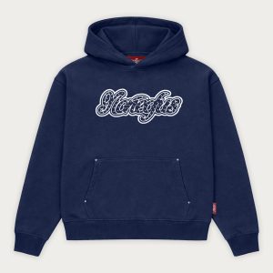 NOFS Navy Studs Hoodie mit Script Patch und Studs