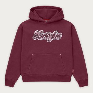 NOFS Burgundy Studs Hoodie mit Script Patch Detail