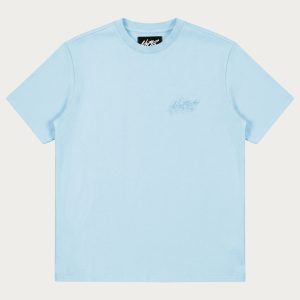 NOFS Baby Blue T-Shirt mit tonaler Script Stickerei