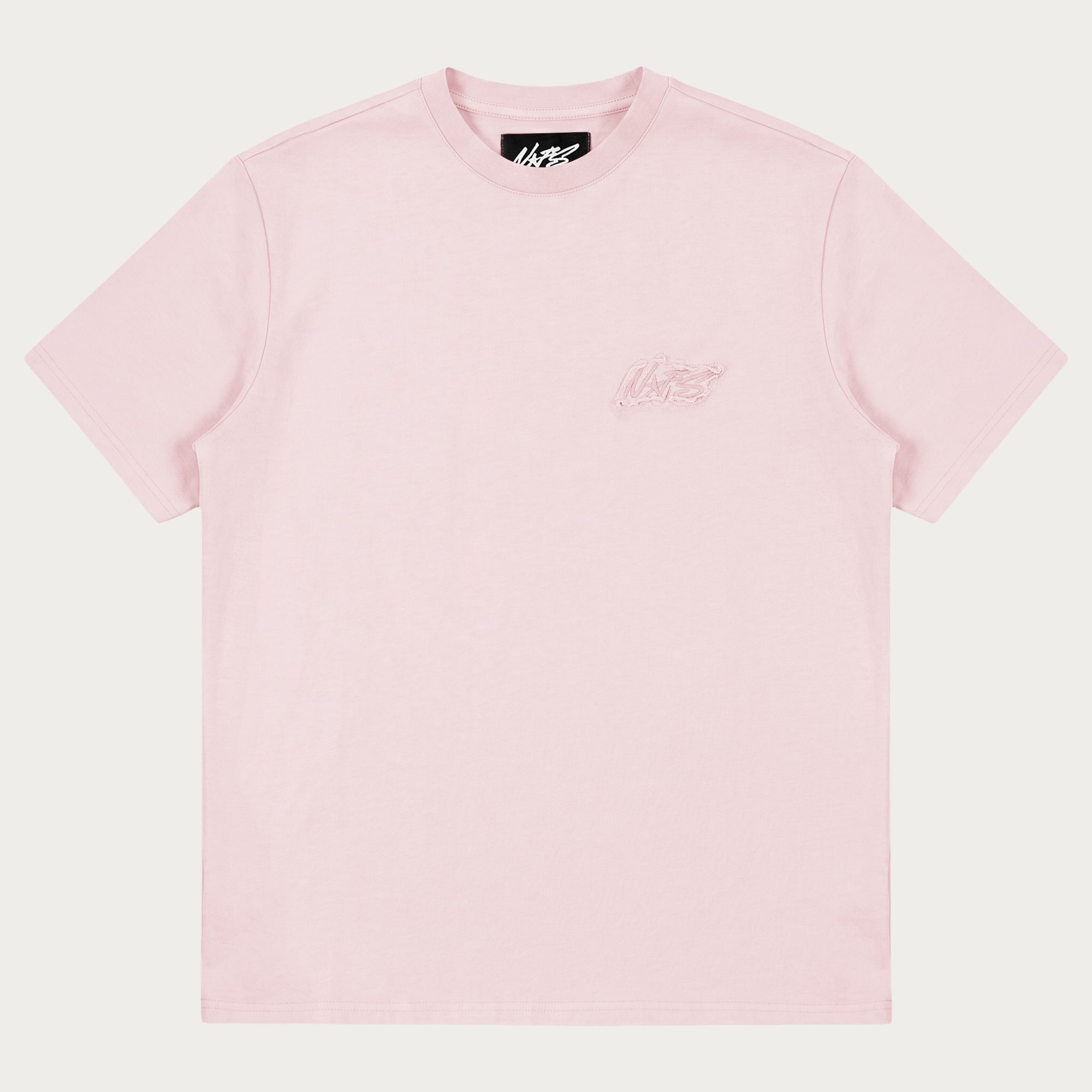 NOFS Pink T-Shirt mit tonaler Script Stickerei NOFS Pink T-Shirt mit tonaler Script Stickerei