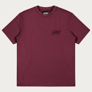 NOFS Burgundy T-Shirt mit tonaler Script Stickerei