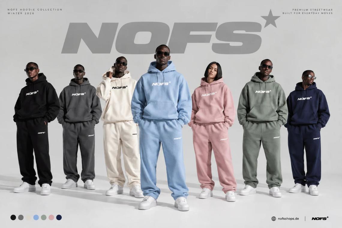 NOFS Black Hoodie Signature Star im Oversize-Fit von None of Us