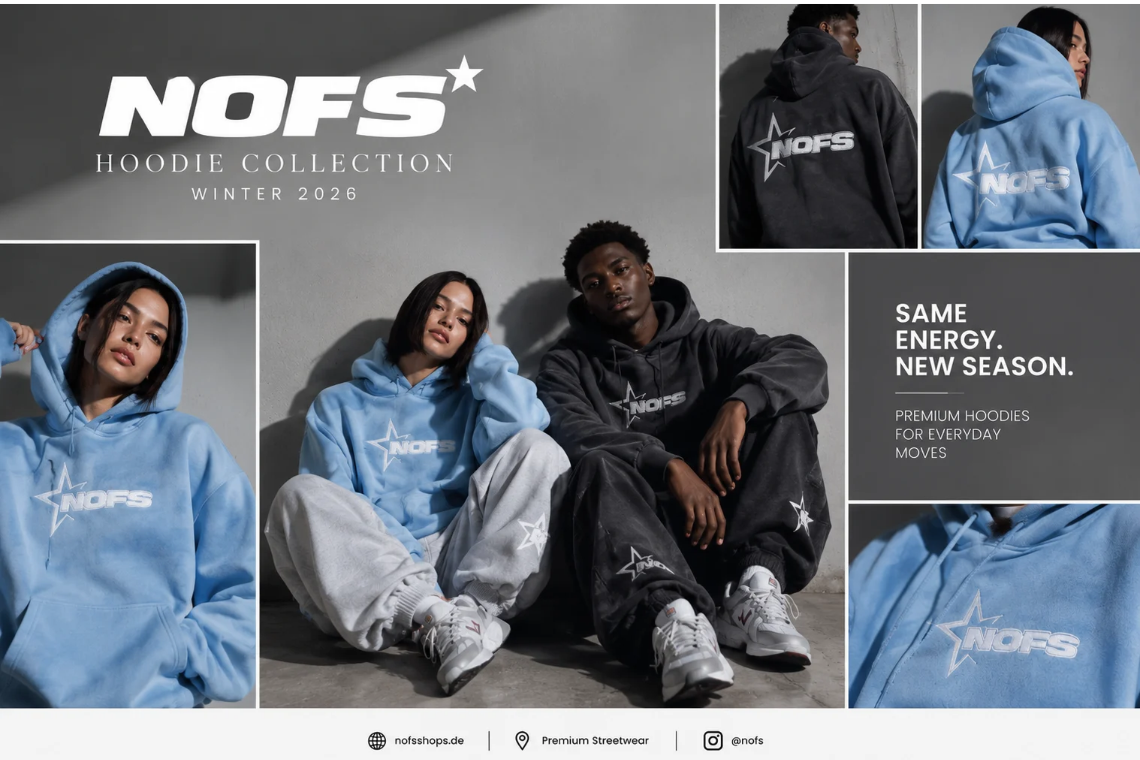 NOFS Hoodie Signature Star in Schwarz mit weißem Logo Print