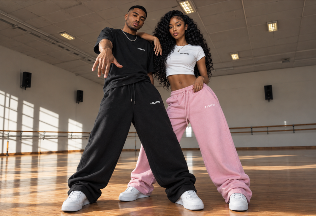 NOFS Grey Open Leg Jogger in Grau mit weißem Star Logo auf offenem Beinabschluss