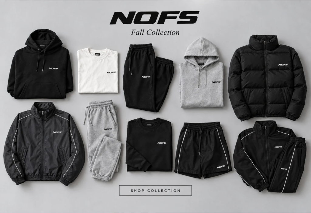 Originaler NOFS Black Tracksuit Dark Edition als Hoodie und Jogger Matching-Set von None of Us Streetwear