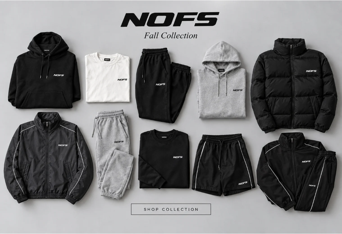 Originaler NOFS Black Tracksuit Dark Edition als Hoodie und Jogger Matching-Set von None of Us Streetwear