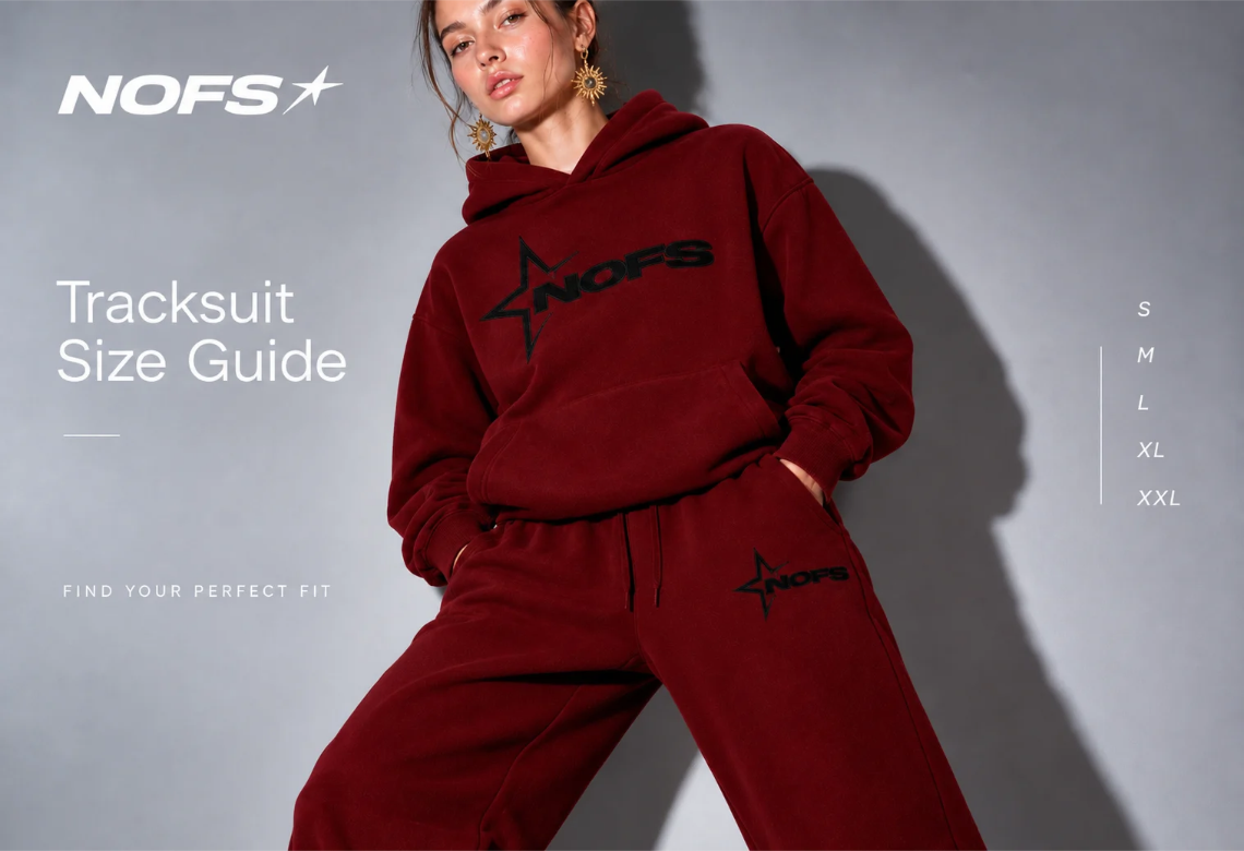 NOFS Grey Tracksuit Star Signature Oversized Set mit Größentabelle für S bis XL von None of Us Streetwear