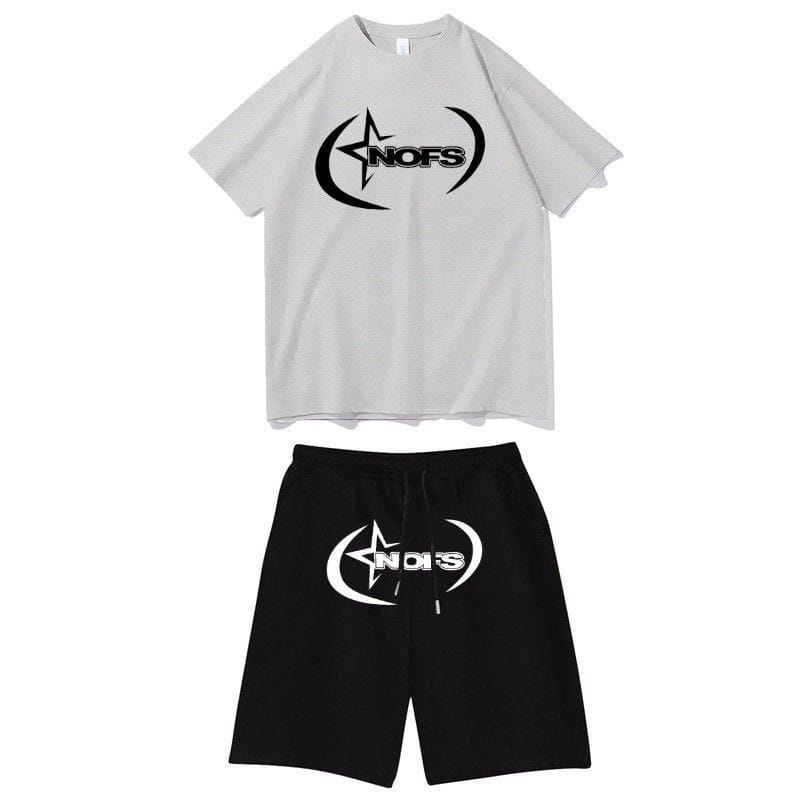 NOFS Grey Signature Shorts Set mit Sternen Logo Print NOFS Grey Signature Shorts Set mit Sternen Logo Print