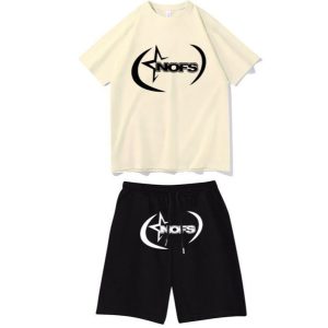 NOFS Cream Black Shorts Set mit Contrast Star Print