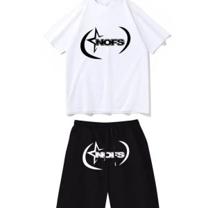 NOFS White Black Shorts Set mit Star Logo Print