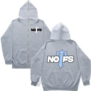 NOFS X Trapstar Zip Up Grey Hoodie mit Blue Print