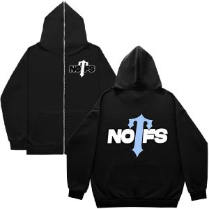 NOFS X Trapstar Zip Up Black Hoodie mit Blue Print