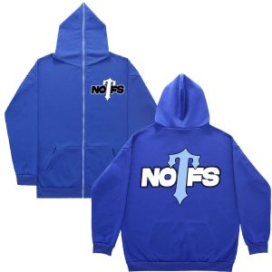 NOFS X Trapstar Zip Up Blue Hoodie mit Sky Blue Print